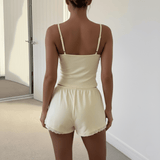 Women's Sexy Pajama Set , Cute Butterfly Print V - Neck Cami with Loose Shorts , Lace Homewear Loungewear OEM (All Seasons) - Zeprah