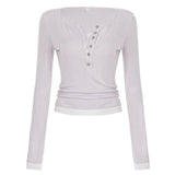 Women's Slim Fit Long Sleeve V - Neck Knit Top Solid Color Button Detail Pullover Casual Athletic Autumn Breathable - Zeprah