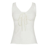 Women's Solid Color Lace - Up Cami Sexy Cut - Out Design Clubwear Top Night Club Party Vest - Zeprah