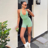 Women's Solid Knitting 2 - Piece Yoga Set Short Cropped Hoodie Bra Skinny High Waist Shorts Casual Summer Workout Outfit Washed - Zeprah