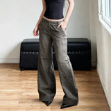 Women's Solid Low Waist Straight Leg Eco - Friendly Washable Denim Jeans Casual Loose Fit Classic Versatile Everyday - Zeprah