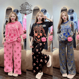 Women's Summer 2 - Piece Set | Casual Pink Squirrel Print T-Shirt & Long Pants Suit | Quick Dry Anti - Pilling Knitted Terry | Loose Fit Sports Set - Zeprah
