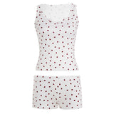 Women's Summer Strawberry Print Matching 2 - Piece Set Cute Sleeveless Camisole Skinny Shorts Casual Breathable Eco - Friendly - Zeprah