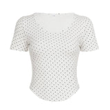 Women's Summer T-Shirt Knitted Eco - Friendly Polka Dot Slim Fit Comfortable Camisole Sleepwear Casual Blouse - Zeprah
