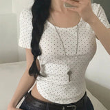 Women's Summer T-Shirt Knitted Eco - Friendly Polka Dot Slim Fit Comfortable Camisole Sleepwear Casual Blouse - Zeprah