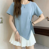 Women's Summer T-shirt Loose Waist - Cinching Short Sleeve T-shirt Plus Size Slimming T-shirt for Women - Zeprah