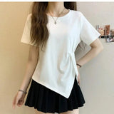 Women's Summer T-shirt Loose Waist - Cinching Short Sleeve T-shirt Plus Size Slimming T-shirt for Women - Zeprah