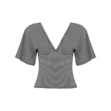 Women's V - Neck High Waisted Slim Fit Casual Short Sleeve T-Shirt - Summer Eco - Friendly Digital Printing - Zeprah