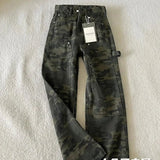 Women's Vintage American Camo Slim - Fit Wide - Leg Jeans High - Street Cool Girl Loose Casual Straight Pants - Zeprah