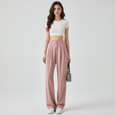 Women’s Wide - Leg Trousers with Front Pleats and High - Waist Pant Style - Zeprah