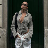 Women's Woven Simple Plaid Shirt with Turn - down Collar Back Tie Detail Contrast Color Trim Casual Office Blouse Commuter Wear - Zeprah