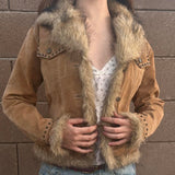 Y2K Retro Eco - Friendly Woven Windproof Polyester Single Breasted Casual Jacket Faux Fur Trim Notch Lapel Winter Warm Plain Dyed - Zeprah