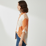 Retro Abstract Print Button-Down Blouse