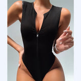 Zippered Onesite Fashionable Sexy Bodysuit Popular Women's Onesite - Zeprah