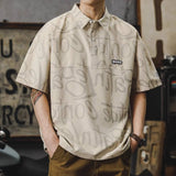 Men's Oversized Graffiti Print Polo Shirt - Casual Hip Hop Streetwear Short Sleeve Turn-Down Collar T-shirts