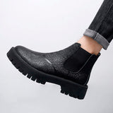 High Cut Round Toe Fashion Genuine Leather Ankle Boots Office Elegant Comfortable Cowhide Pure Leather Men Dress Shoes