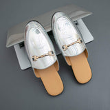 Summer Casual Lightweight Comfortable Slippers Backless Classic Design Patent Leather Men Half Shoes