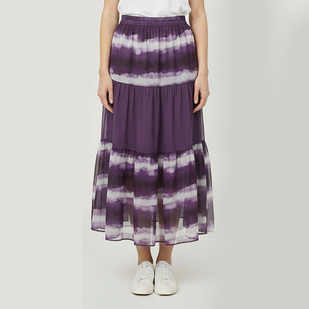 Purple Tie-Dye Tiered Skirt