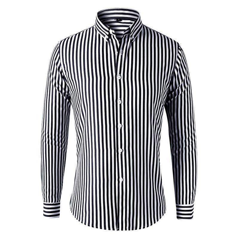 2025 Spring and Autumn Men's Long-Sleeved Shirt Fashionable Slim-Fit Korean Fashionable Youth Casual Men's Striped Shirt