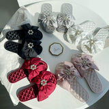Elegant Silk Bow Sandals for Women - Party & Wedding Slippers