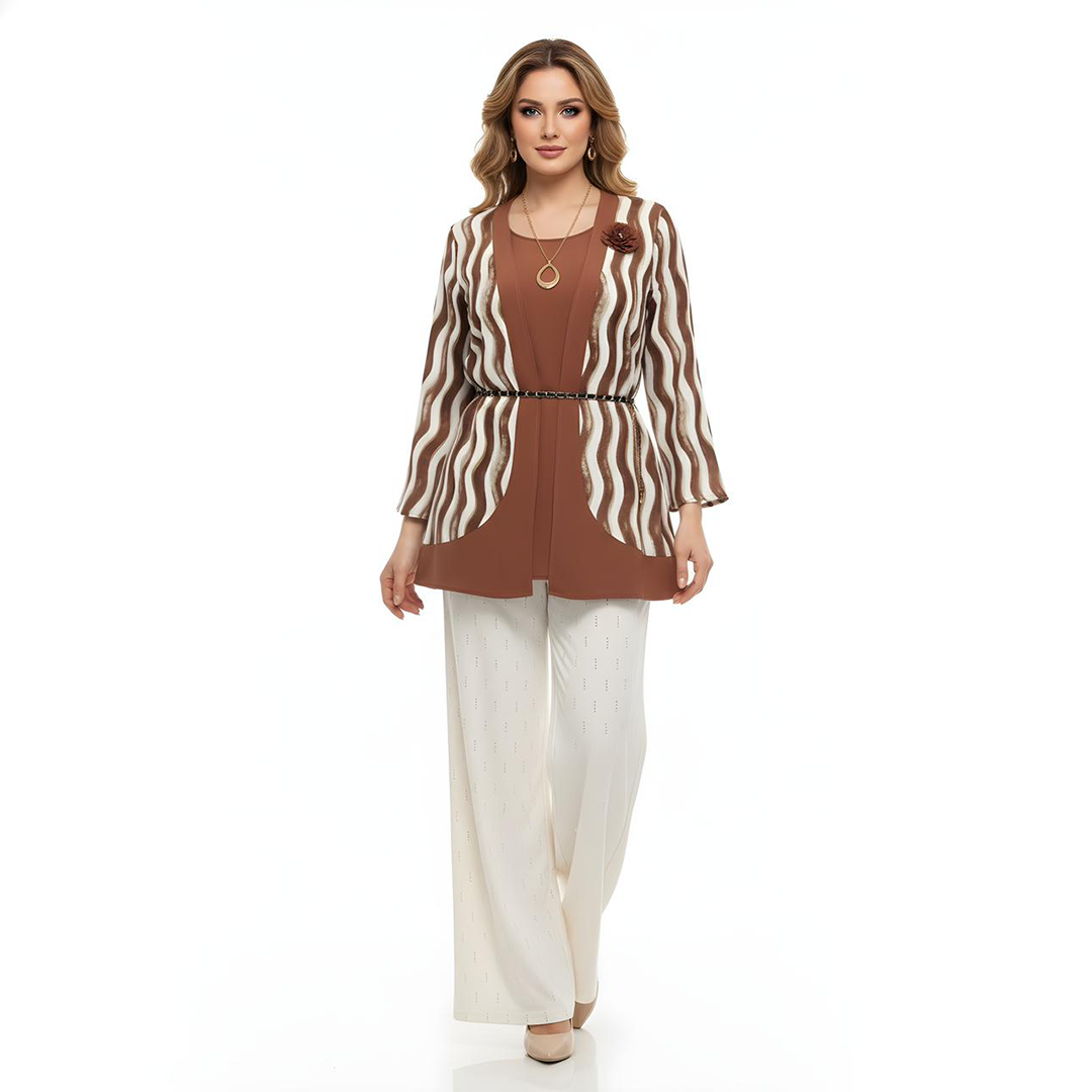 Brown Wave Jacket Set