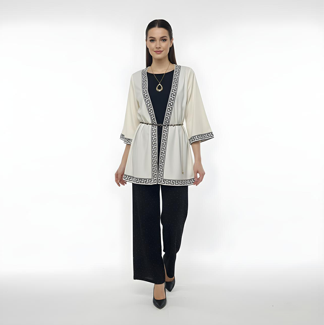 Grecian Bordered Kimono Set