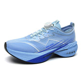 Men Women Lightweight Carbon Plate Mesh Sneakers with Dial Closure Shock Absorption Technology Ventilated Road Running Shoes