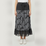 Grayscale Rose Print Skirt