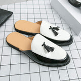 Men Half Loafers Slippers Comfortable Summer Casual Slip on Patent Leather Backless Mules Dress Shoes