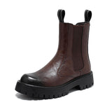 Versatile British Style High Top White Color Chelsea Chimney Boots Winter PU Leather Working Boots for Men