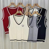 V-neck Classic Tank Top Knitted Vest Retro Sweater