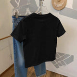 Cotton Round Neck Short Sleeve Top Sequins Butterfly Embroidery Design Sense Pattern Summer New Women's T-Shirt