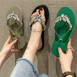 Trendy Summer Rhinestone-Embellished EVA Slides for Women - Anti-Slip Thick Soled Flip Flops