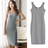 Women U Neck Sleeveless Tank Midi Dress Soft Knit Basic Solid Color Casual Loose Long Dress Multiple Colors