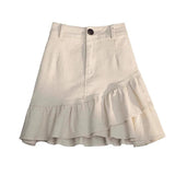 Women High Waist Lace Hem Mini Skirt Solid Color Textured a Line Short Skirt Casual Sweet Girls Mini Skirts With Lace Trim