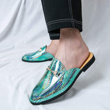 Summer Casual Lightweight Comfortable Slippers Backless Classic Design Patent Leather Men Half Shoes