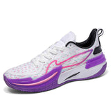 Breathable Mesh Basketball Sneakers with Zigzag Traction Ankle Support Advanced Cushioning Moisture-Wicking for Sports Training