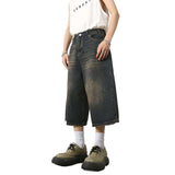 High Quality Loose Streetwear Baggy Vintage Wholesale Jeans Light Washed Selvedge Denim Manufacturer Blank Men's Long Shorts