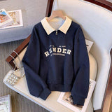 Women's Polo Collar Long-Sleeve Top 2025 Spring Autumn New Color-Block Lightweight Casual Shirt