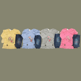 Golden Tunic And Embroidered Denim Set