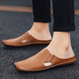 Summer Breathable Good Quality Cook Original Real Leather Slippers Durable Fashion Design Men Genuine Leather Shoes