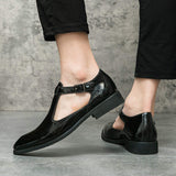 Buckle Strap Breathable Pointed Toe Red Black Formal Dress Shoes Summer Casual Handmade Sandals for Men
