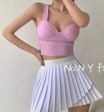 New Product Padded Spacer Halters Women's tank Tops Seamless Push up Bra Vest