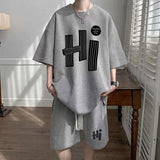 Summer Lightweight Waffle Texture Casual Set for Men Featuring Loose Fit Short Sleeve and Shorts Stylish Two-Piece Outfit