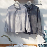 Men's Spring Hong Kong Style Striped Long Sleeve Shirt Korean Loose Casual Blouse Trendy Teen Student Tops