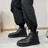 Classic Design Hot Selling Ankle High Genuine Leather Boots Comfortable Lace up Cowhide Ankle Black Leather Boots for Men