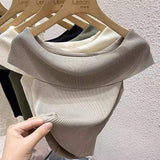 Slim-fit Women's Clothing Classic Going Out Tops Solid Straight Shoulder Short Sleeve Top