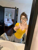 New Arrival Women's Ribbed Knit T-Shirt with V-Neck & Built-In Bra