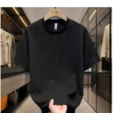 Men's Slim Fit Short Sleeve Tee Premium Bubble Fabric Texture Thin Crew Neck Casual Top for Summer