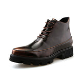 Pointed Toe Fashion Zip up Classic Dress Shoes Comfortable Red Color Lace up Men Casual PU Leather Boots